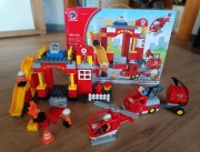 Zestaw klocków dla najmłodszych straż pożarna remiza ze zjeżdżalnią 76 el