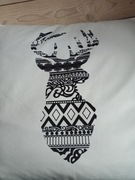 POSZEWKA świąteczna RENIFER 45 x 45 WELUR BIAŁA CZARNA WYPRZEDAŻ