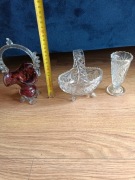 Szklany koszyk kryształowy koszyk PRL wazon kryształ 