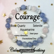 Bransoletka Reiki z Kamieniem Naturalnym Akwamaryn, Różowy kwarc i Selenit.