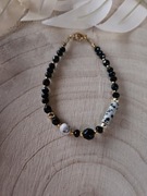 Bransoletka kamienie naturalne Jadeit Jaspis Dalmatyński Hematyt 