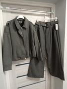 Bomberka+spodnie szerokie z paskiem Blink Blink, zestaw jodełka szara