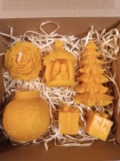 Zestaw świąteczny świeca z wosku pszczelego ozdoba makrama