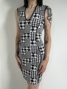 Czarna i biała sukienka mini w pepitkę rozm. XS H&M