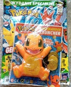 Pokemon gazetka + wyrzutnia dyskow Charmander + plakaty