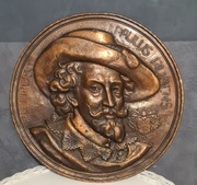 Miedziany talerz ozdobny,  płaskorzeźba RUBENS 50 cm