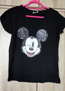 Disney czarny tshirt bluzka mickey cekiny M/38