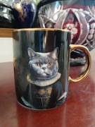 Belgijski porcelanowy kubek z kotkiem kot