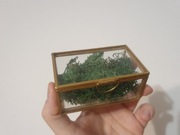 Ozdobne pudełko na pierścionek zaręczynowy brąz szkło 