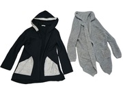 Zestaw szary kardigan i granatowa narzutka bluza rozmiar M 38