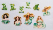 naklejki holograficzne 10 szt wakacje dziewczyny zieleń scrapbooking