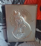Obraz srebrny 17,5x13,5cm Matka Boża Ostrobramska prostokąt.
