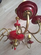 czerwono-złoty Żyrandol retro vintage, stylowy dodatek do wnętrza 