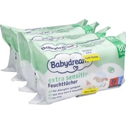 Babydream Sensitiv 4 x 80 sztuk chusteczki nawilżone z aloesem z Niemiec
