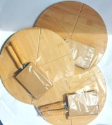 3 x Deska do serwowania pizzy 33 cm, serów, pieczywa  z radełkiem i łopatką