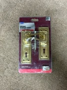 Klamki do drzwi Wickes Cheshire Georgian Scroll Polished Brass mosiężne