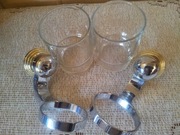 Szklanki łazienkowe z uchwytami ściennymi