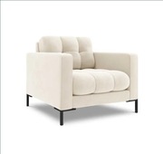 Fotel aksamitny BALI jasnobeżowy z czarną podstawą - poekspozycyjny