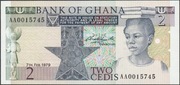 Ghana 2 cedis 1979 - AA 001 - stan bankowy UNC