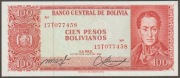 Boliwia 100 pesos bolivianos 1962 - Simon Bolivar - stan bankowy UNC