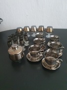 Zestaw filiżanek i kieliszków szkło dymione