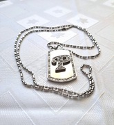 Łańcuszek z zawieszką - stal nierdzewna - litera P, długość 90cm.