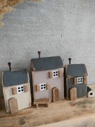Zestaw drewnianych domków dekoracja + dodatki DREWNIANY DOMEK