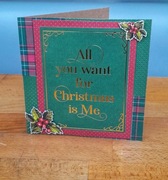 Kartka świąteczna, rękodzieło, bordowo-zielona 15x15 cm