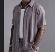 NEON Plisowana Oversized M L XL XXL fiolet koszula t-shirt revere polo rap