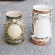 Dwa stare artystyczne ceramiczne kufle dla kolekcjonera