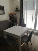 Stół rozkładany, kwadrat 80x80 rozkładany do 230 cm, biały połysk - VEGA