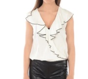 Liu Jo nowe białe body bluzka top falbanka dekolt guziki XS S