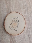 Podkładka pod kubek. Kotek. Naturalne drzewo 