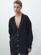 MASSIMO DUTTI długi kardigan wełna i kaszmir 