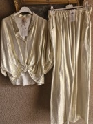 Komplet damski złoty bluzka spodnie szerokie nogawki  New Collection