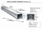 Profil stalowy 40x40x2 – 1mb  cięcie na wymiar | Gorzów