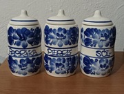 Pojemniki na przyprawy fajans PRL