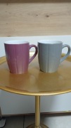 Zestaw kubków FLORINA kubek ceramiczny szary różowy tłoczony 