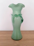 Wazon Słuczan Orkusz Tarnowiec falbanka z kokardą zielone szkło