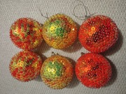 Bombki choinkowe z cekinami Handmade komplet 6 sztuk