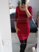 Sukienka obcisła Max studio czerwono bordowo różowa rękaw 3/4 r34 kod4