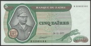 Zair 5 zairów 1977 - Mobutu Sese Seko - stan bankowy UNC