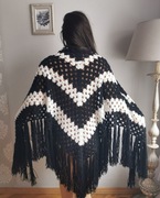 Chusta peleryna hand made rękodzieło duża czarna 