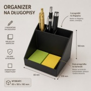 Organizer na biurko z przegrodami | Pojemnik 80x100x100 mm | Czarny mat