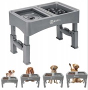 Zestaw Misek Dla Psa Na Podwyższanym Regulowanym Stojaku 3w1 Składany