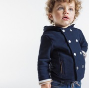 Stylowa kurtka bluza dwurzędowa chłopięca z kapturem, Okaidi, 86 granatowa