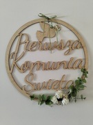 Pierwsza Komunia Święta drewno 60 cm na ścianę