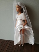 Ubranka dla lalki Barbie - Suknia ślubna z dodatkami