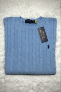 Polo Ralph Lauren sweter vintage cable knit niebieski basic L unisex
