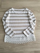 Dorothy Perkins * błyszcząca bluzka biało-złote paski * 36 S